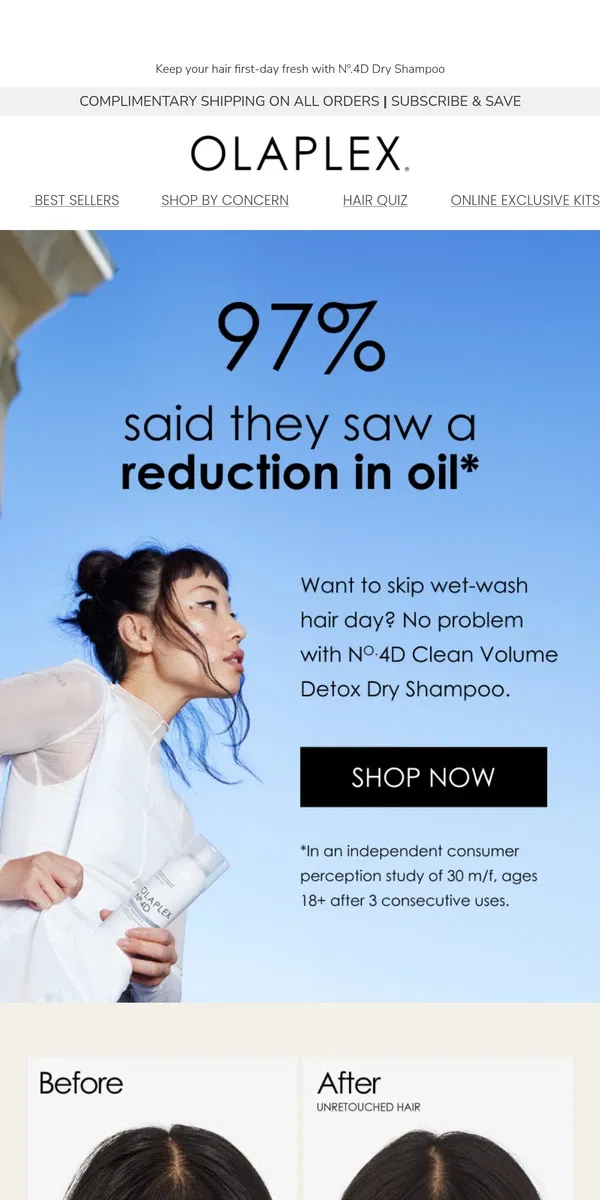 Email from OLAPLEX. Want To Skip Wash Day?