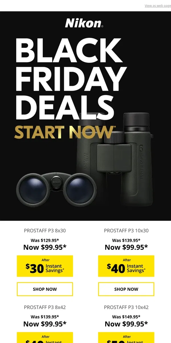 Email from Nikon. Black Friday Deals Start Now!