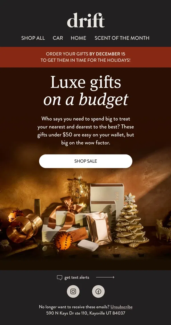 Email from drift.. Shop Luxe Gift Under $50!