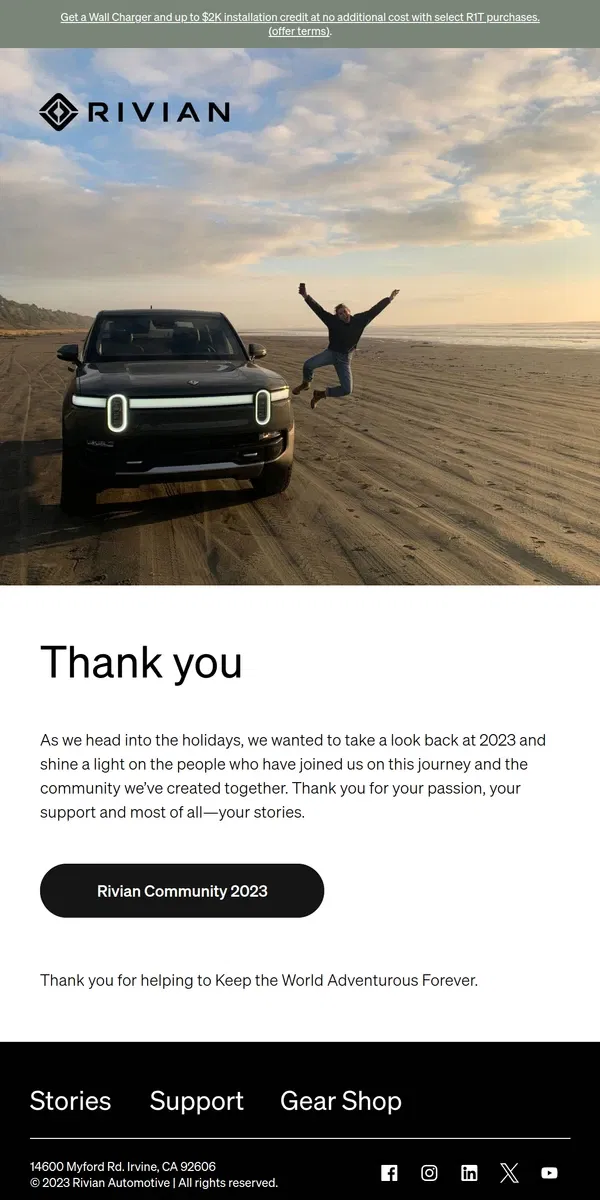 Email from Rivian. We’re grateful for you