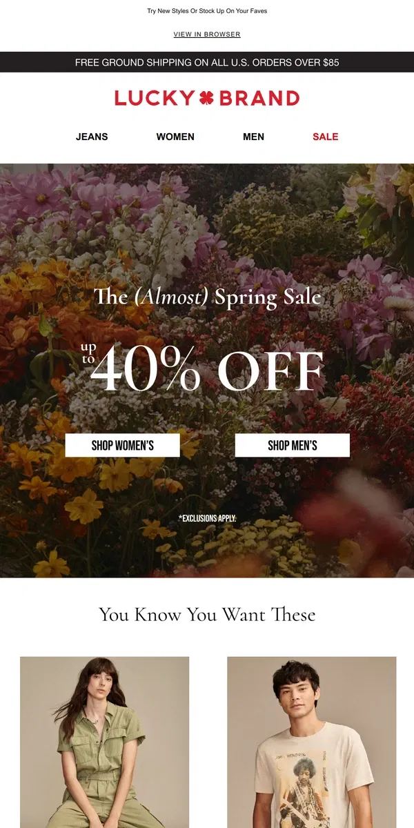 Email from Lucky Brand. Your New Wardrobe Is Up To 40% Off