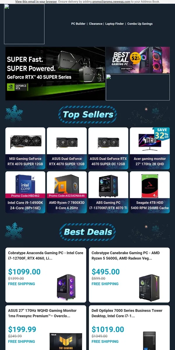 Email from Newegg. ✨ RTX 4070 Super for Your PC - ASUS,MSI 