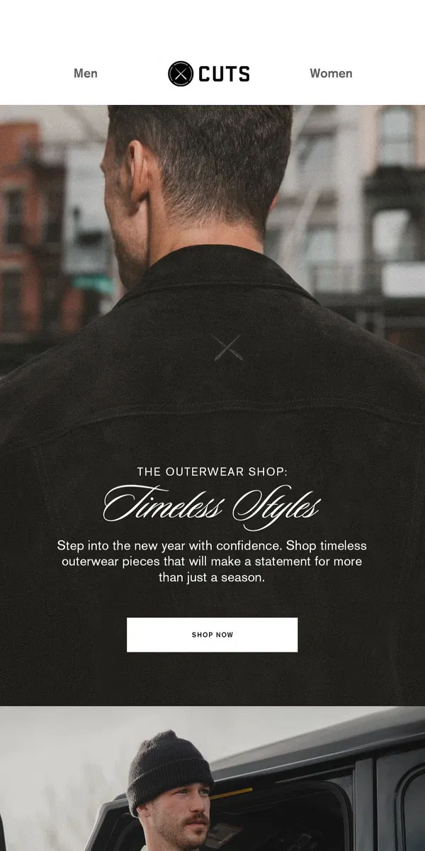 Email from Cuts. The Outerwear Shop Is Open