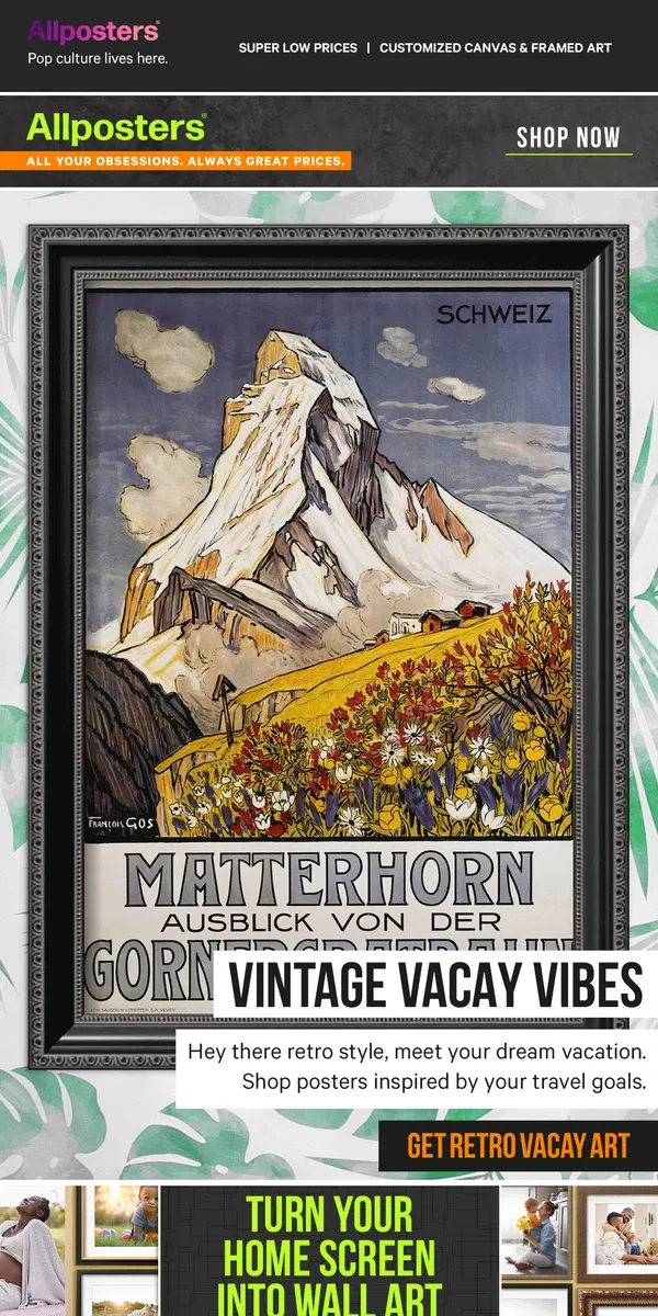 Email from AllPosters. Give your dream vacay vintage vibes