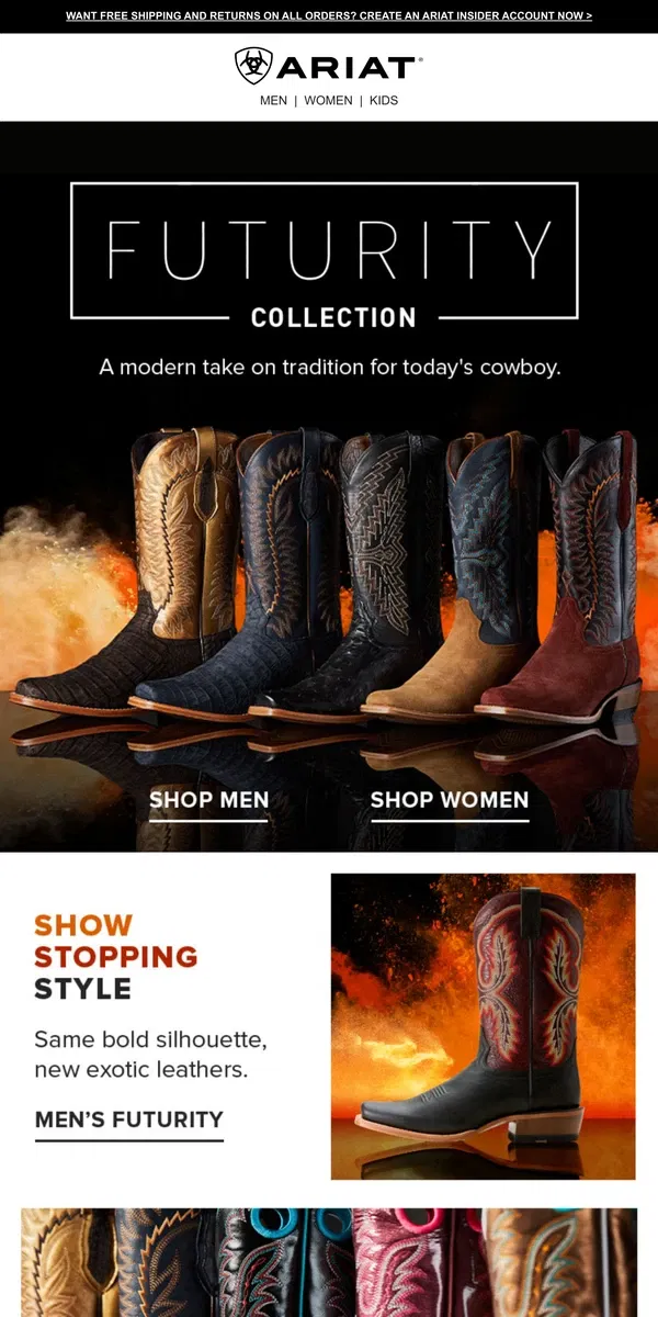 Email from Ariat. Our Boldest Boots in New Colors