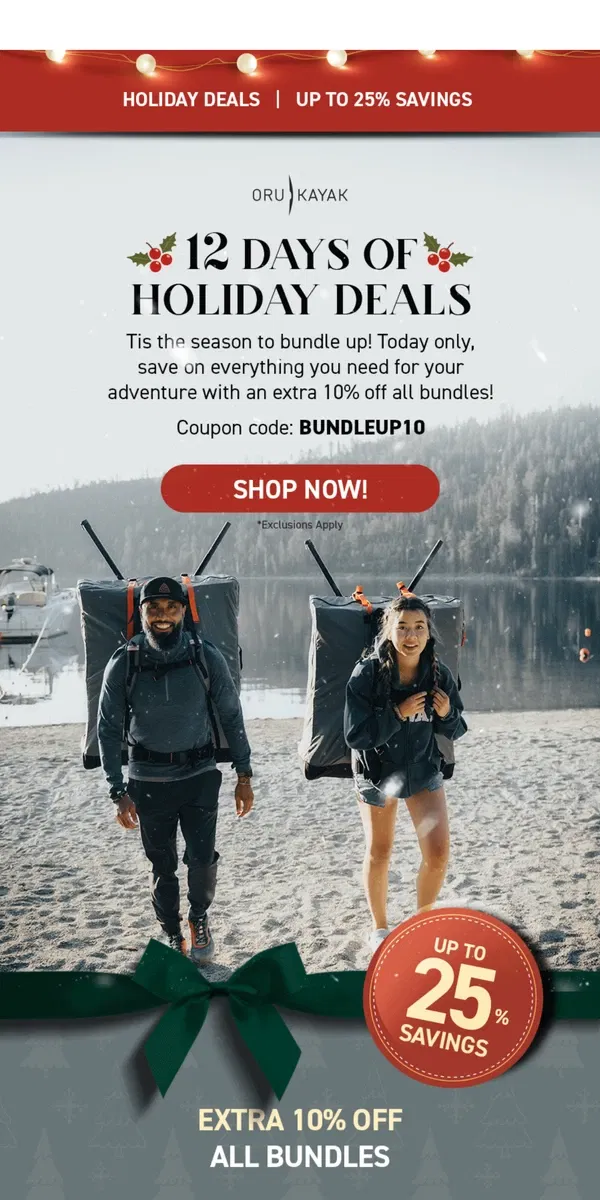 Email from Oru Kayak. Unwrap the Adventure: Up to 25% Off 🎁