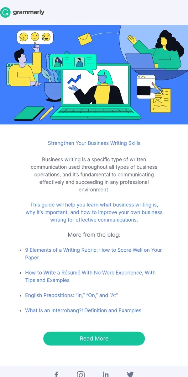 Email from Grammarly. 10 keys to business writing 🔑