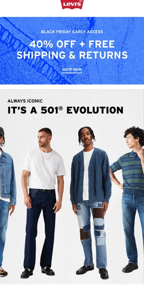 Email from Levi's. Fits in the 501® jeans crew