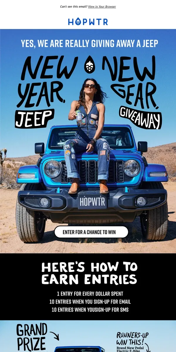 Email from HOP WTR. 🚨Want to Win a Brand New Jeep Wrangler?! 🚙