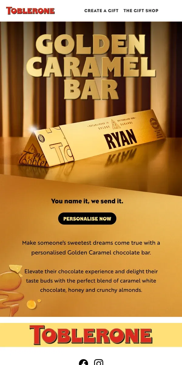 Email from Toblerone. 💫 Unwrap the sweetness of Golden Caramel!