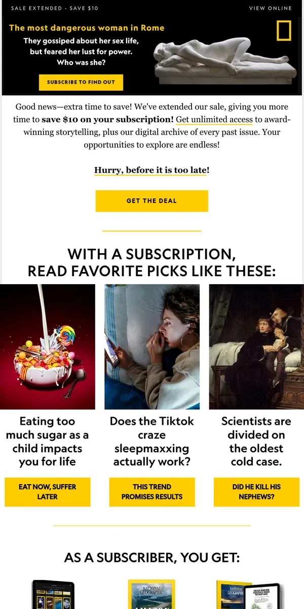 Email from National Geographic. SALE EXTENDED! Save $10 on Nat Geo and read these trending stories now.