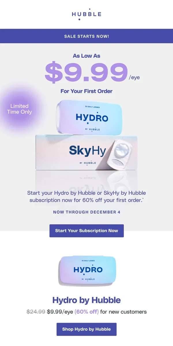 Email from Hubble Contacts. 60% Off Starts NOW