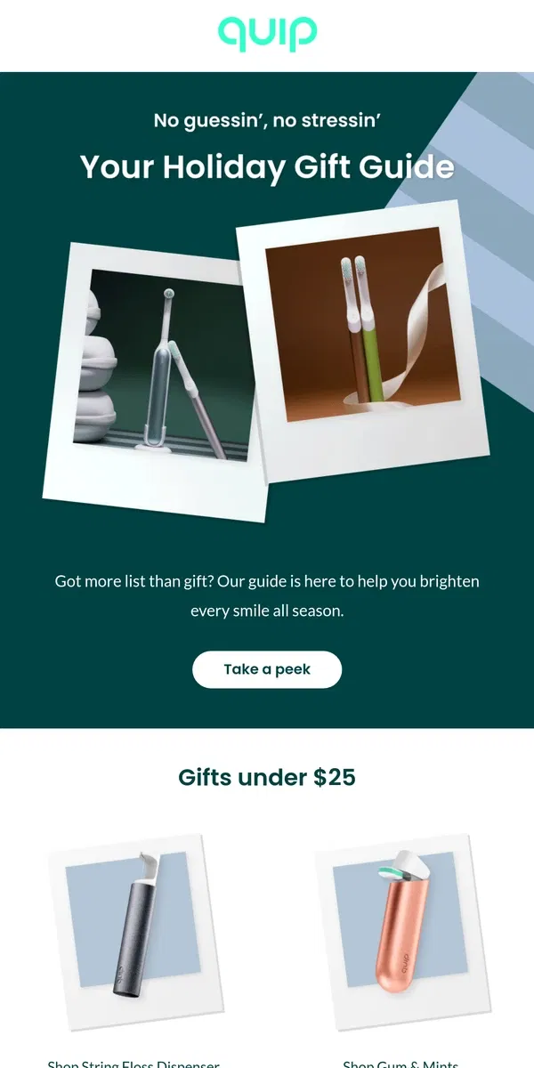 Email from quip. 🎁 Get ahead of the gift exchange