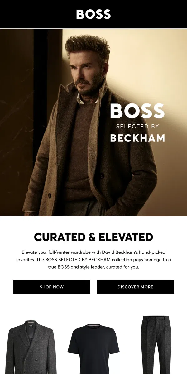 Email from HUGO BOSS. New BOSS SELECTED BY BECKHAM