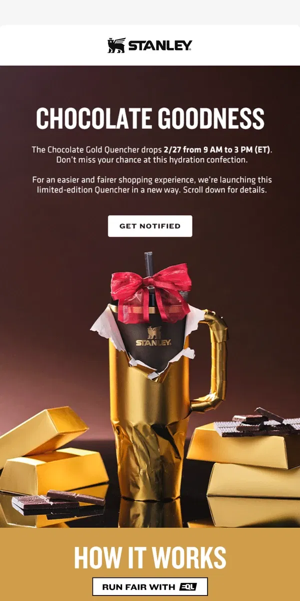 Email from Stanley. Sneak Peek: Chocolate Gold Quencher