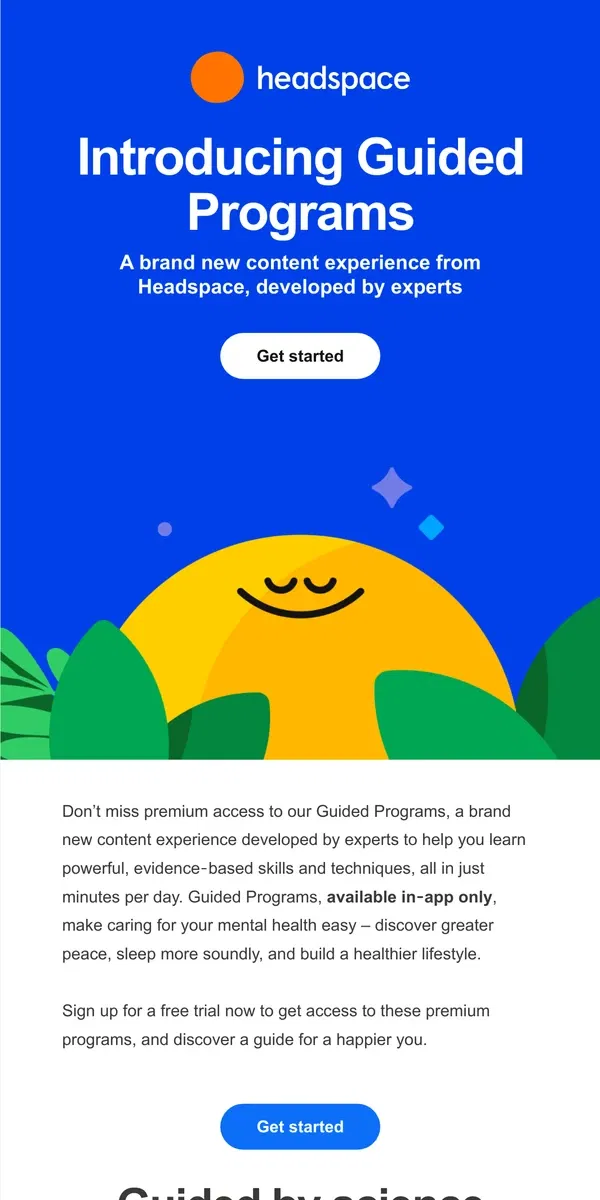 Email from Headspace. Meet our new Guided Programs