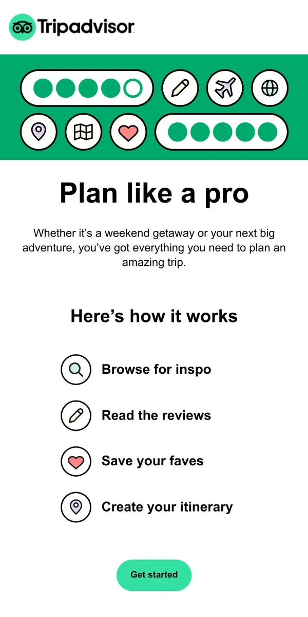 Email from Tripadvisor. Trip planning tools for smooth sailing ⛵