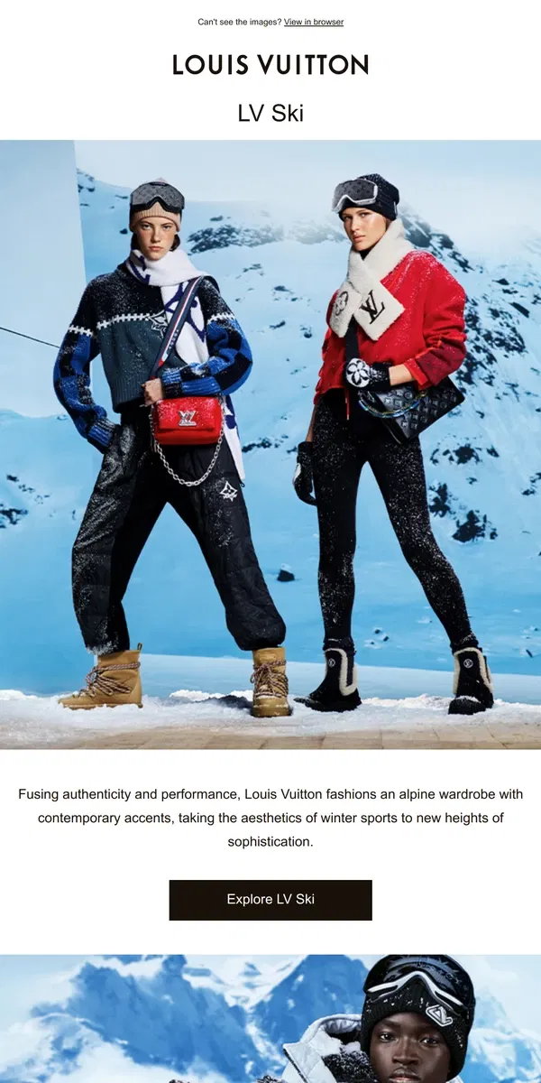 Email from Louis Vuitton. The LV Ski Collection