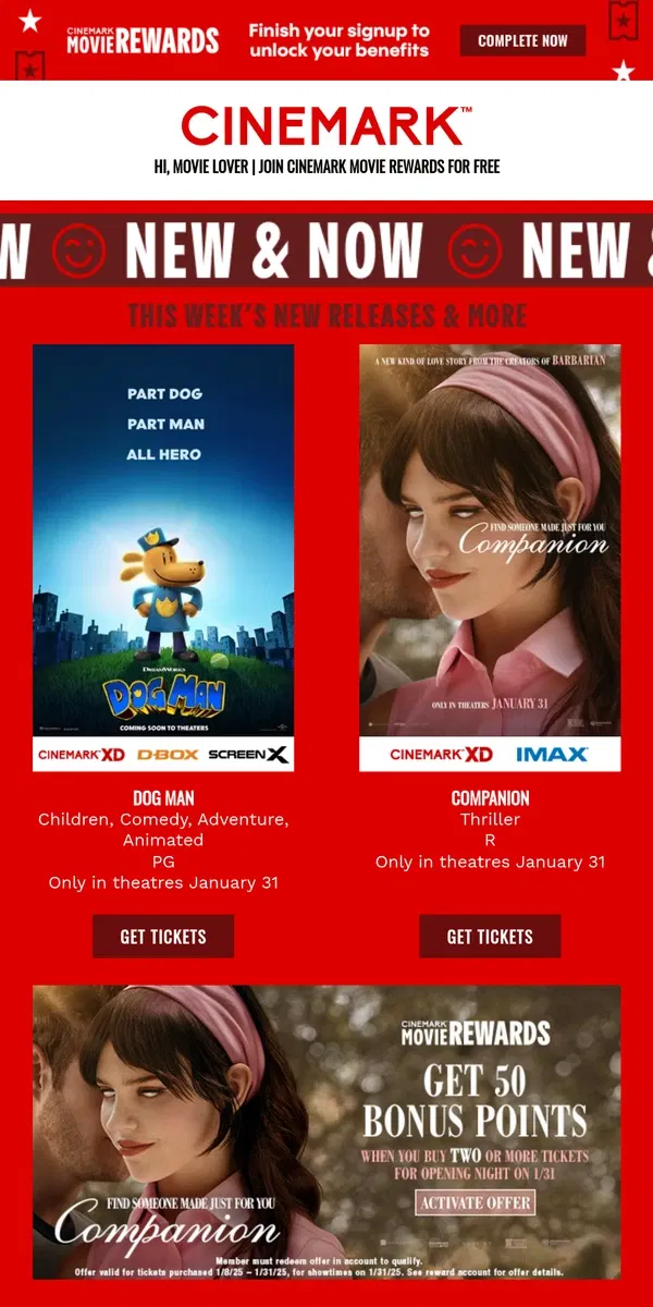 Email from Cinemark. See what's New & Now at Cinemark