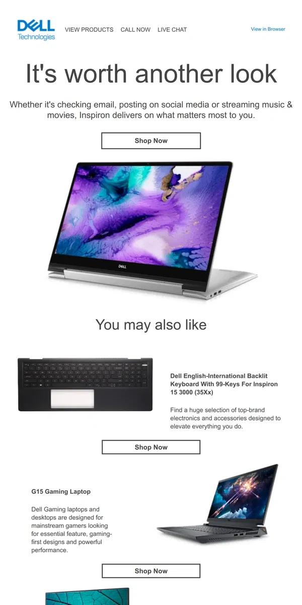 Email from Dell. Still searching for the right Inspiron Laptop?