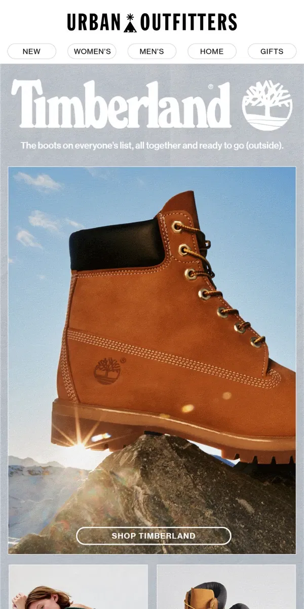 Email from Urban Outfitters. going out(side) in Timberland