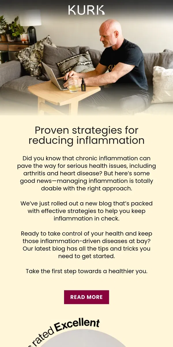 Email from Kurk life. Your blueprint for fighting chronic inflammation