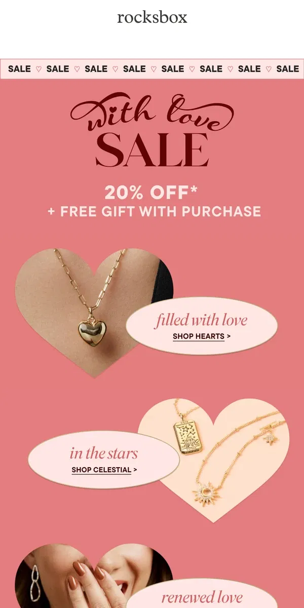 Email from Rocksbox. 💝 Too sweet to miss: 20% off + FREE Gift!