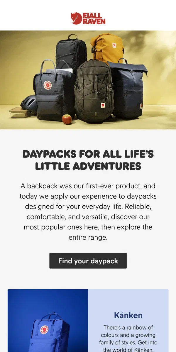 Email from Fjällräven. Discover our best-loved daypacks