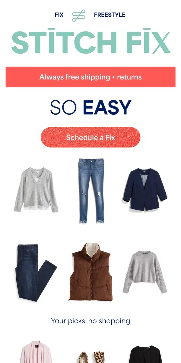 Email from Stitch Fix. Your fab style is a couple clicks away