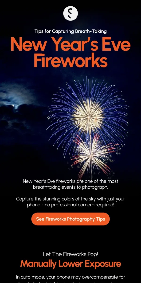 Email from ShiftCam. Celebrate New Years Eve With Stunning Fireworks Photos