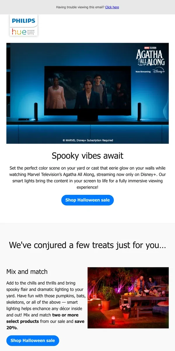 Email from Philips Hue. We've conjured a few treats for you 🌙 🕸️