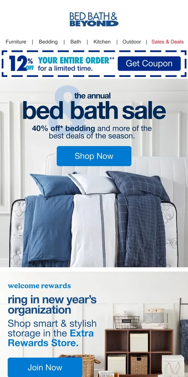 Email from Bed Bath & Beyond. The Annual Bed & Bath Sale Starts NOW 🛏️🛁