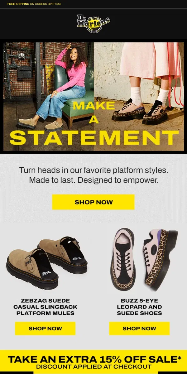 Email from Dr. Martens. Our favorite platforms are going fast