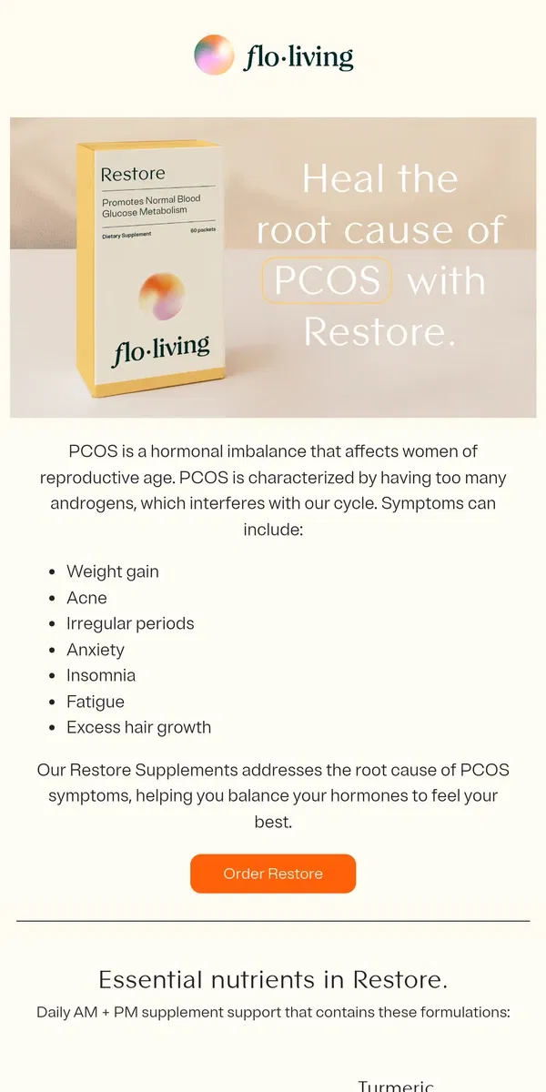 Email from FLO Living. What is PCOS?