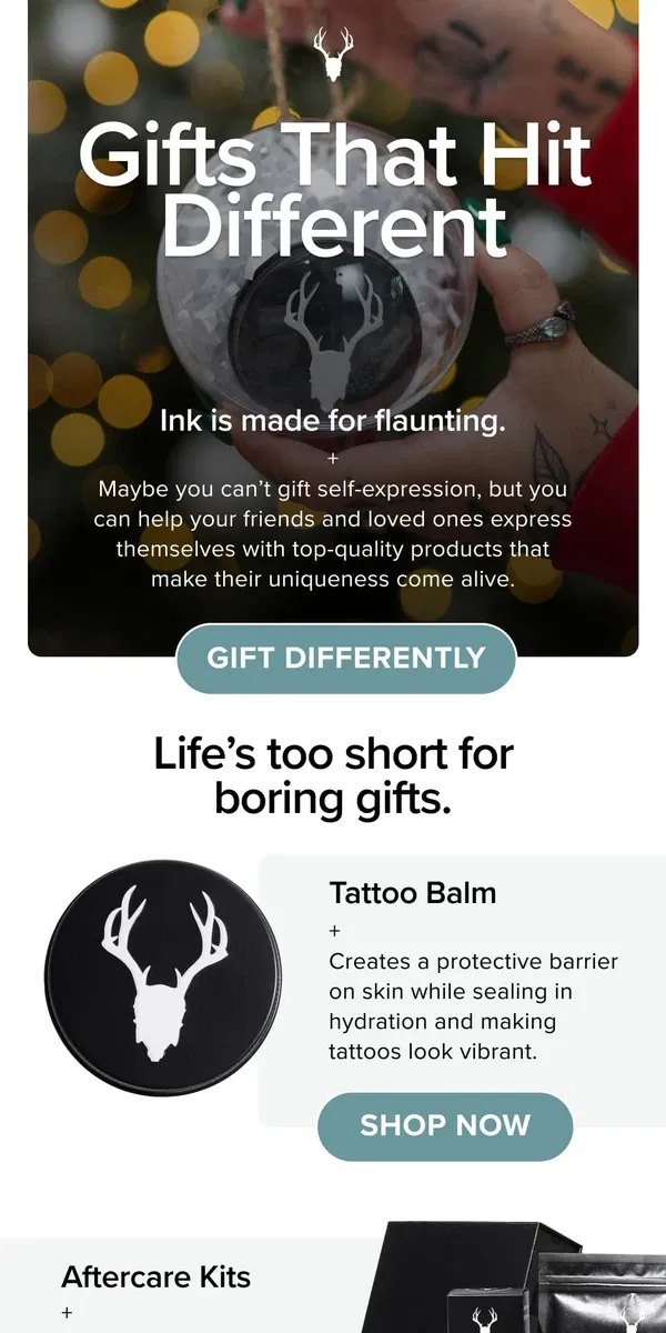 Email from Mad Rabbit. Kickass gifts for the tattoo obsessed.