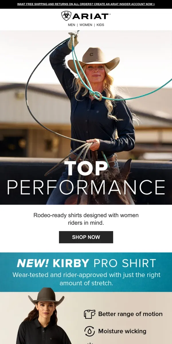 Email from Ariat. Wear-Tested, Rider-Approved Shirts for Her