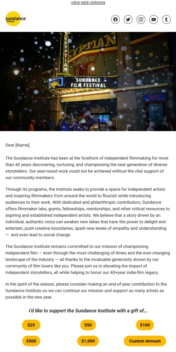 Email from Sundance. The magic of indie film starts at Sundance