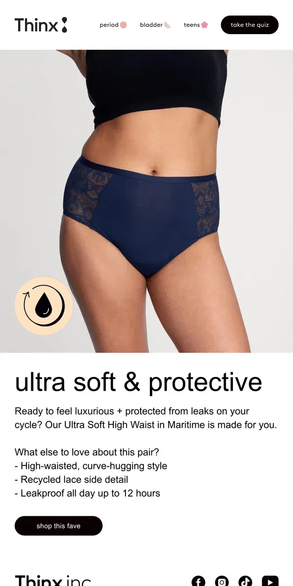 Email from Thinx. For a luxe look + feel 💅