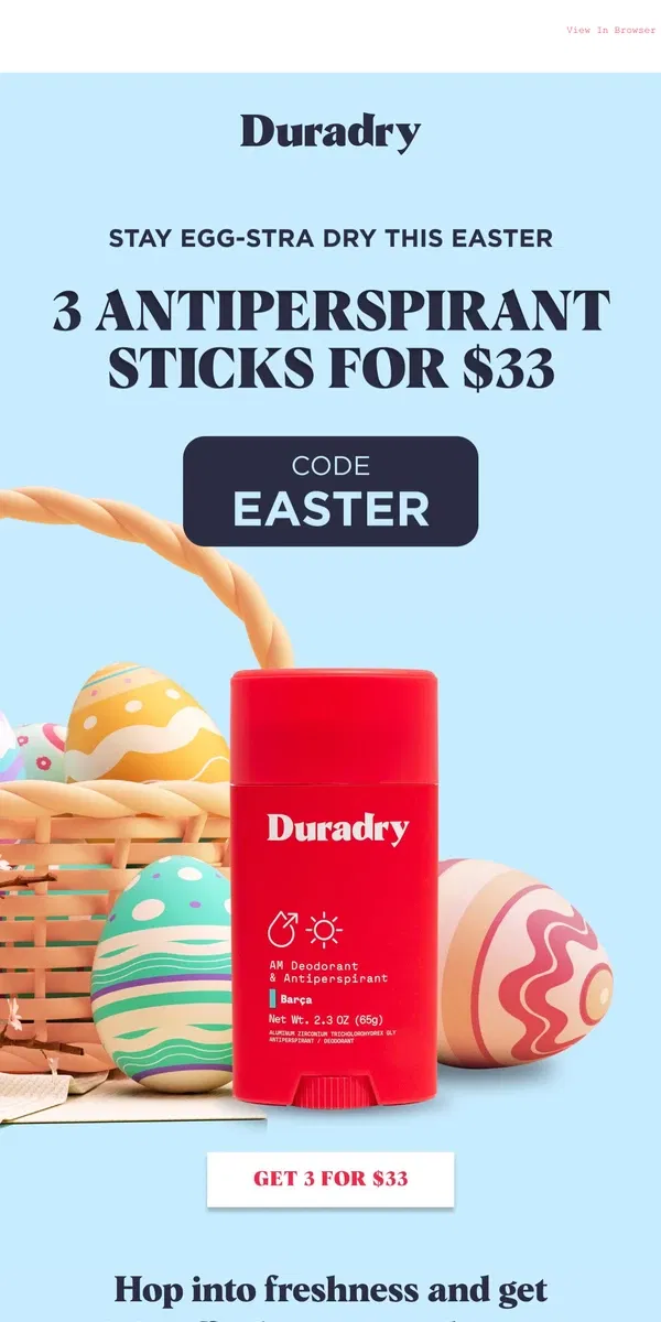 Email from Duradry. Easter special: The hunt for freshness is on🧺🐰