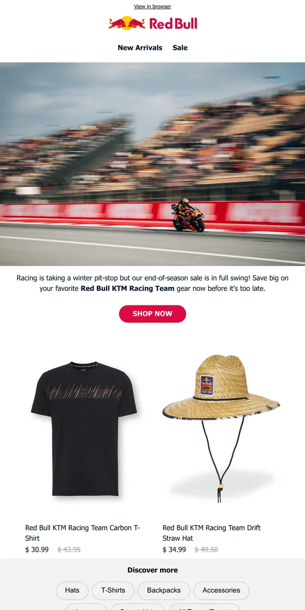 Email from Red Bull. Raced into our end-of-season sale yet? 🏁