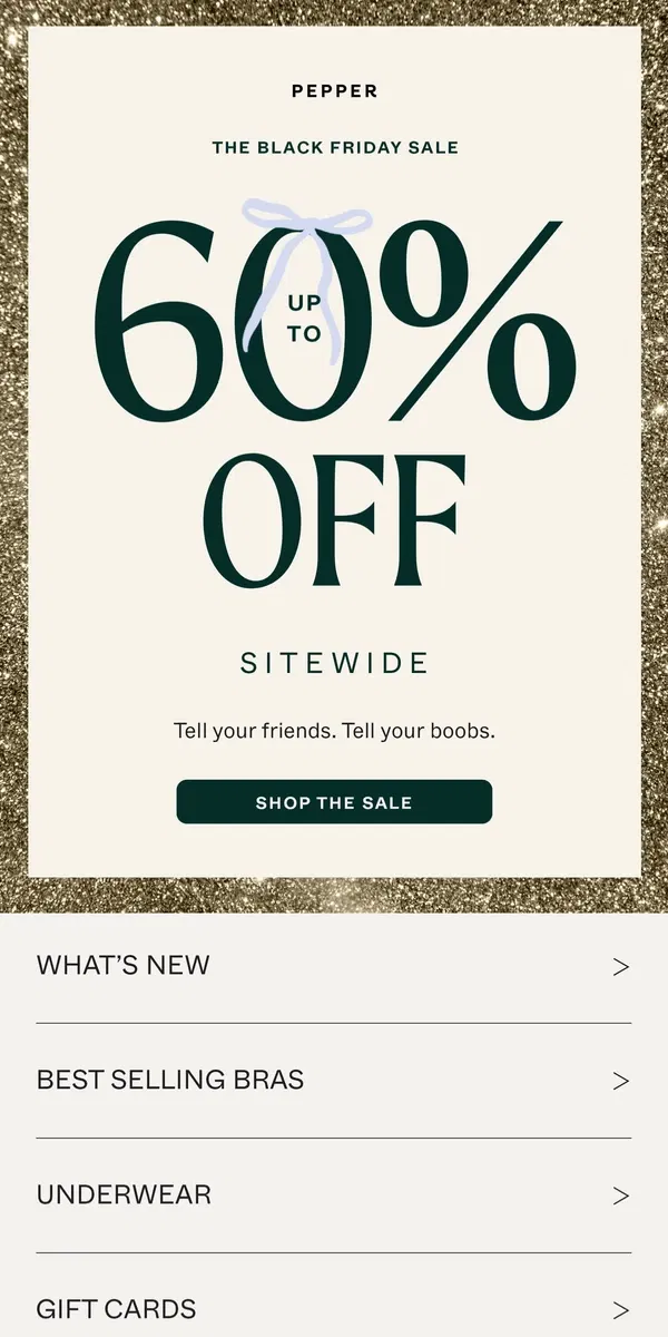 Email from Pepper. Up to 60% Off