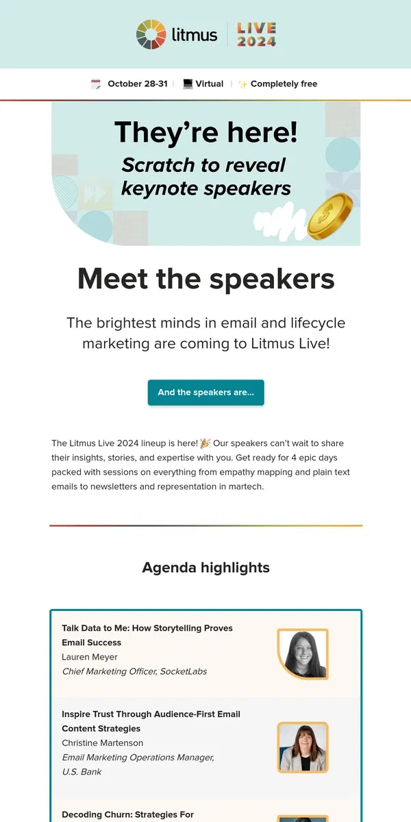 Email from Litmus. 🎤 Introducing the speakers headlining the email event of the year