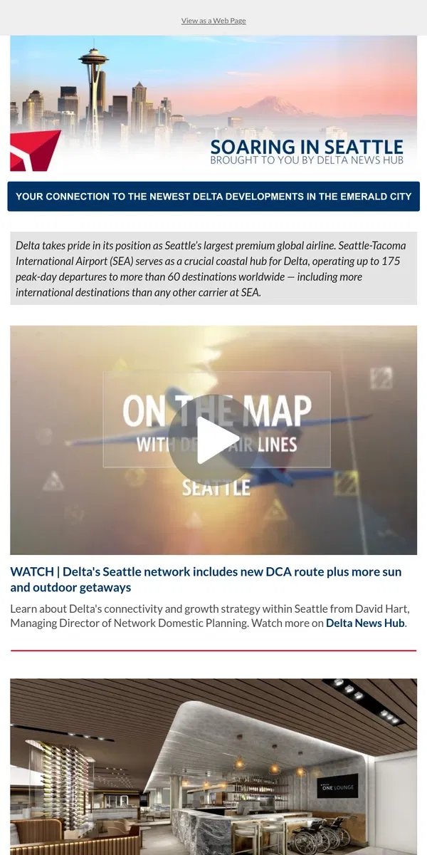 Email from Delta Air Lines. Your insider scoop on all things Delta in Seattle