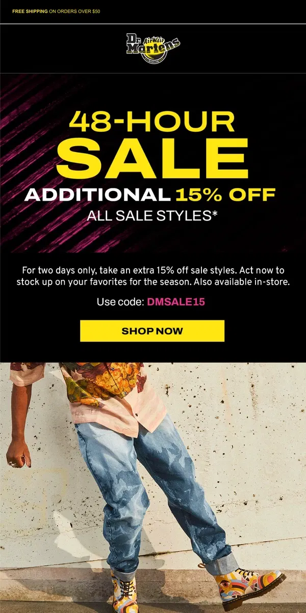 Email from Dr. Martens. ⚡️ 48-hour sale: 15% off select DM's