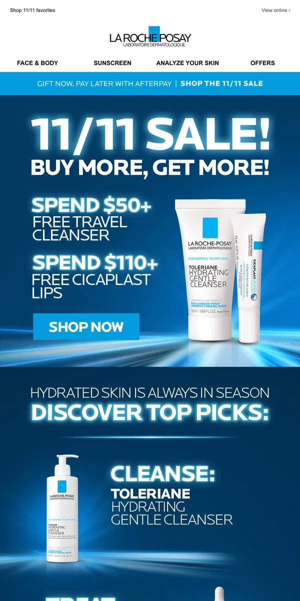 Email from La Roche-Posay. FINAL HOURS! Shop 11/11 Sale.