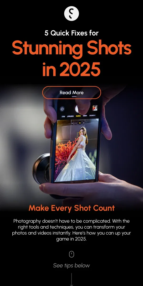 Email from ShiftCam. 5 Easy Fixes for Better Photos in 2025