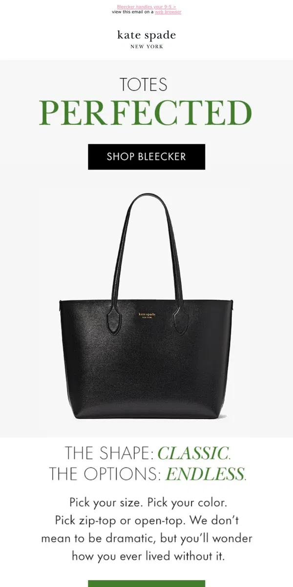 Email from Kate Spade. This tote is ready to work