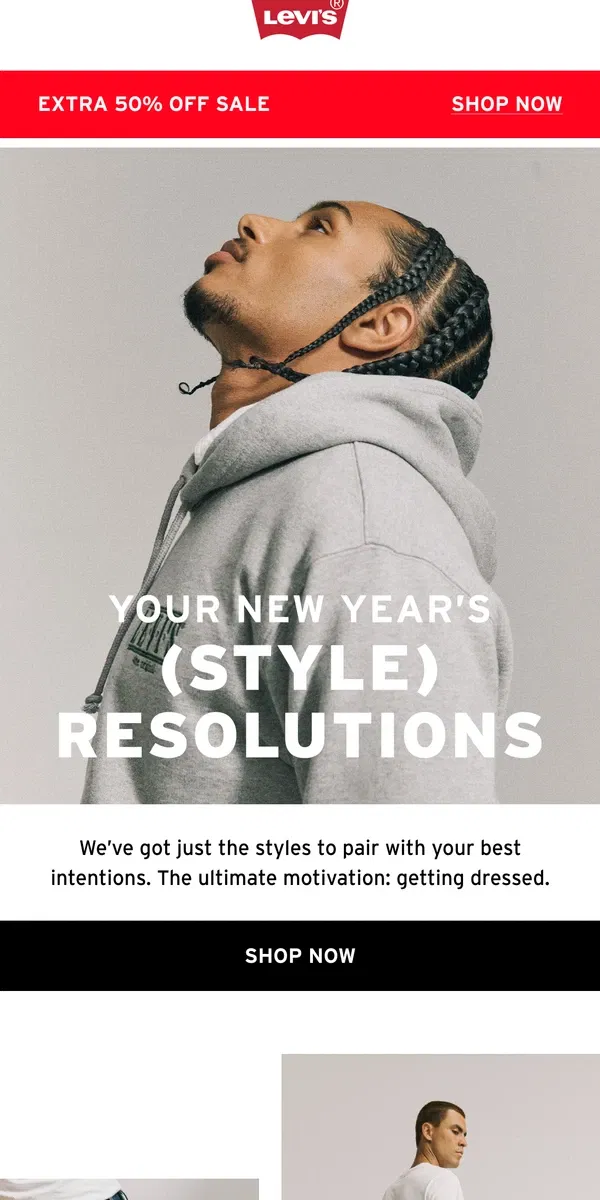 Email from Levi's. Styles to go with your resolutions