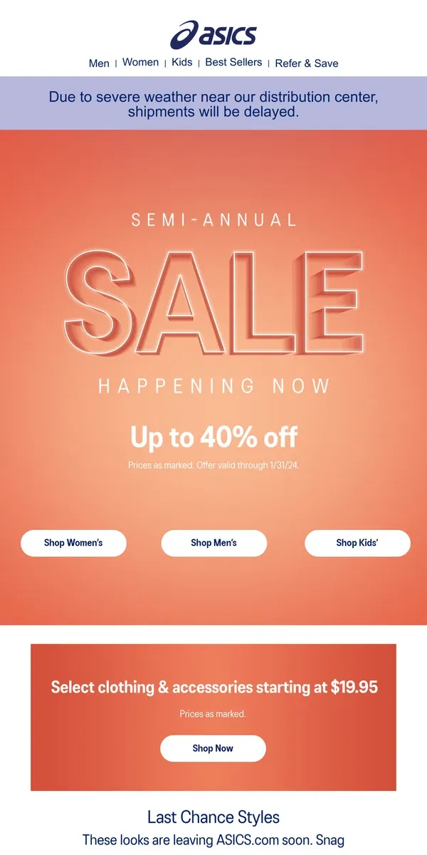 Email from ASICS. Shop styles up to 40% OFF 🔥