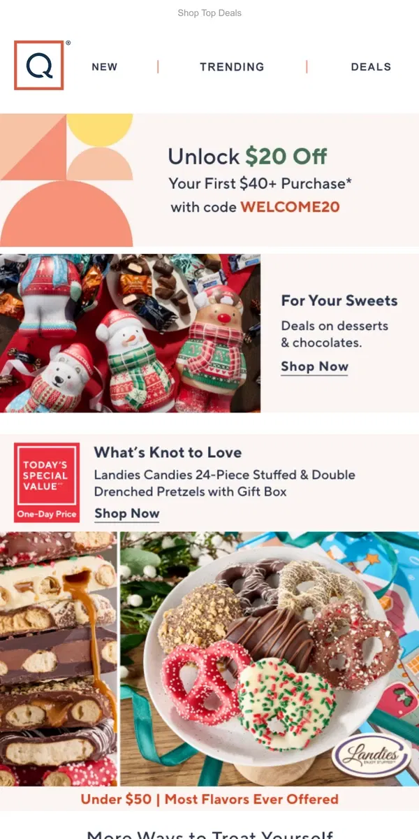 Email from QVC. Treat Yourself to Something Sweet